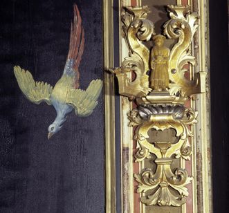 Detail of the Chinese lacquer cabinet in the hunting pavilion, circa 1715