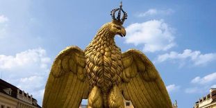 Eagle on the courtyard fountain at Ludwigsburg Residential Palace