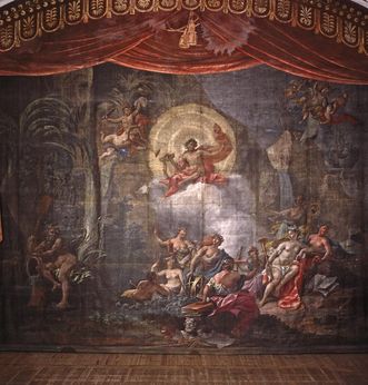 Theatervorhang mit Gemälde von Luca Colomba, Schlosstheater, Residenzschloss Ludwigsburg